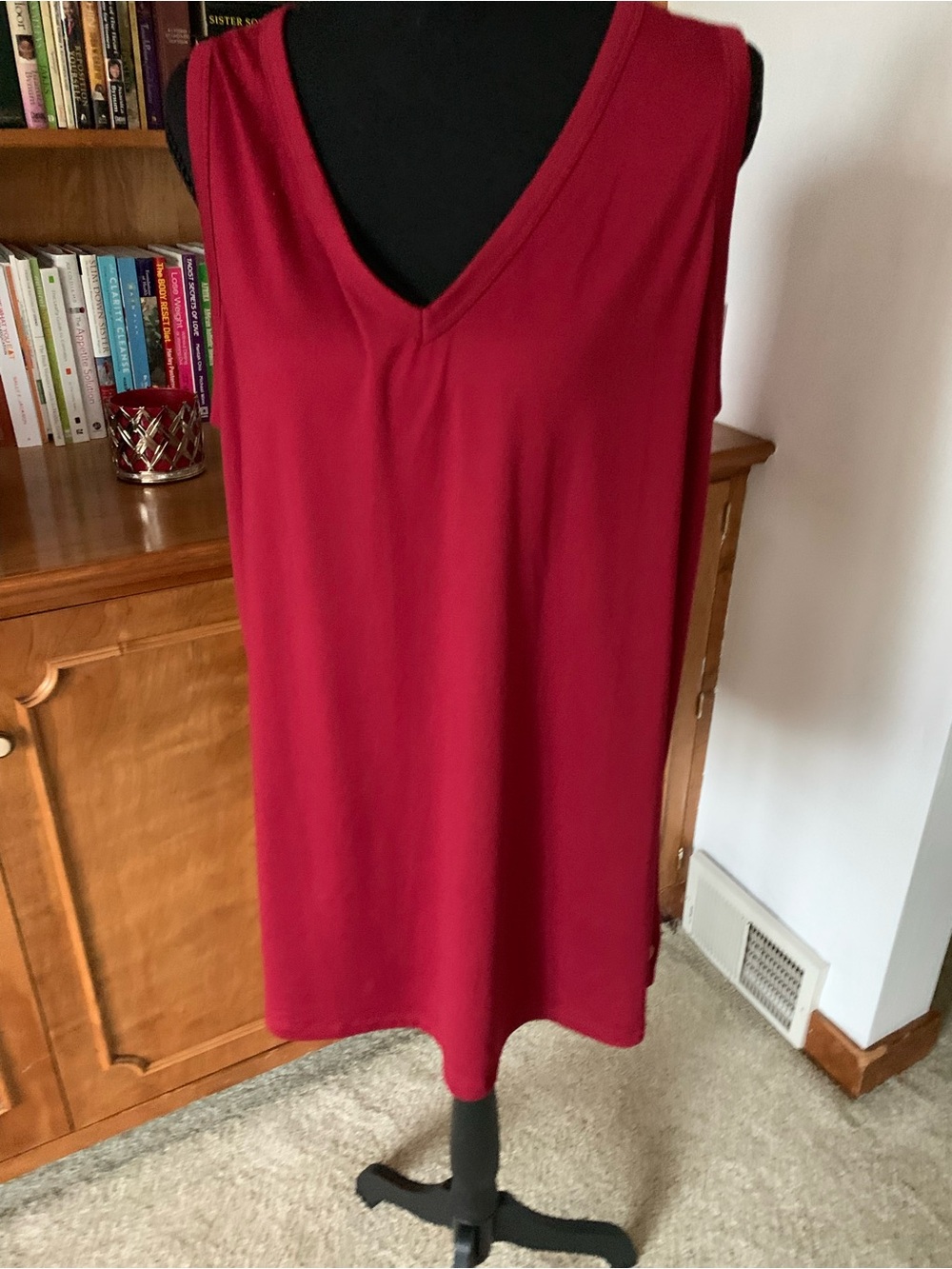 Lane Bryant Sleeveless V-Neck Tunic in Deep Red